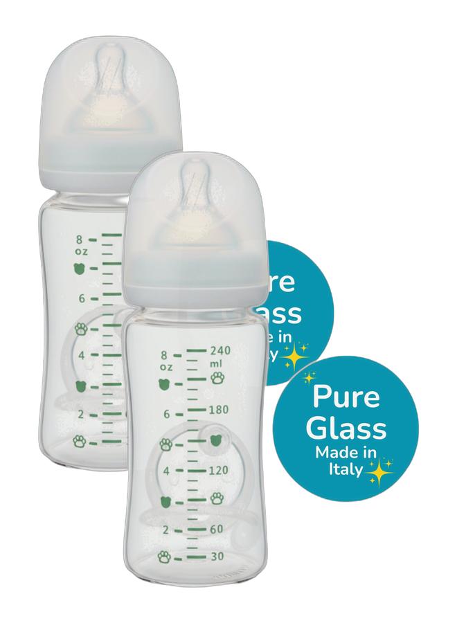 Poney Glass Feeding Bottle 240ml | Milk Bottle for Baby | Baby Feeder | Baby Bottle Glass | Safe & Durable Feeding Glass Bottle for Newborns Bundle - Image 1